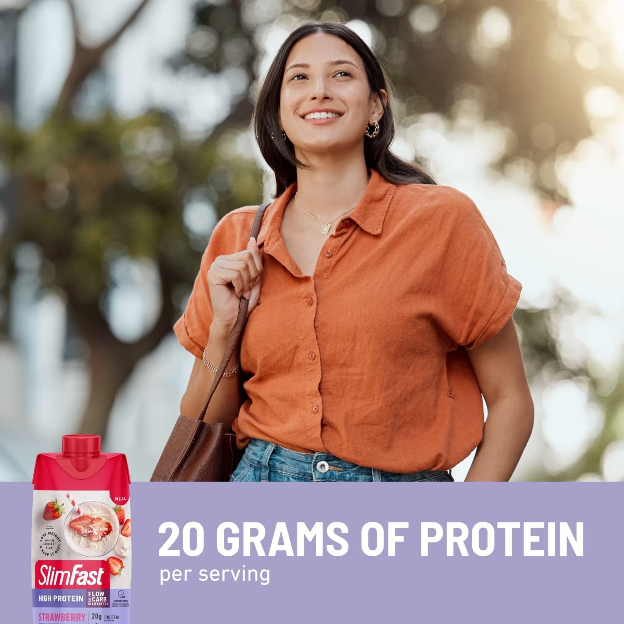 SlimFast High Protein Shake Meal Replacement Shake, Strawberries and Cream, 11 fl oz Bottle, 4 Pack