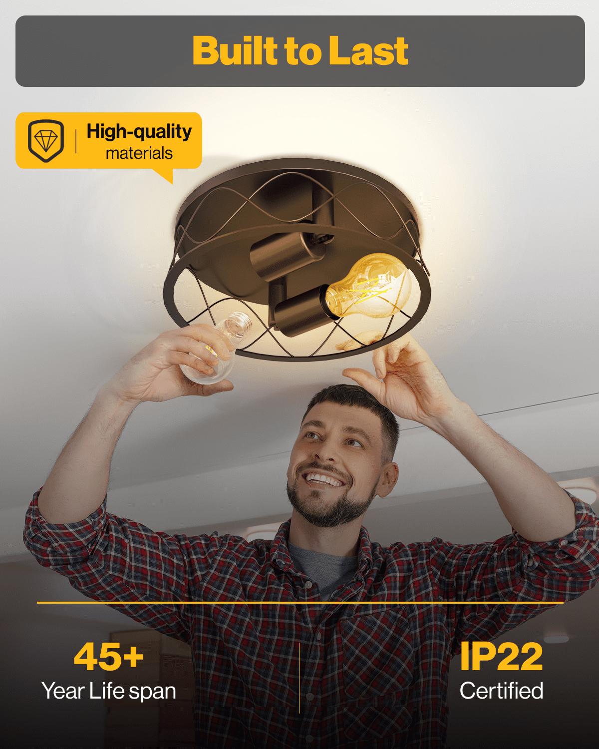 Sunco Entryway Light Fixture, Vintage Hallway Flush Mount Ceiling Light, Modern Farmhouse, 10 Inch Diameter, E26 Bulb Base, Up to 100W, IP22 ETL 2 Pack