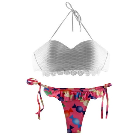 Floral Support Padding Bra Tankini Swimwear Two-piece Bathing Suit Bikini