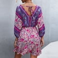 thumbnail image 4 of Vestido Bohemio ANGGREK con Estampado Floral para Mujer Cuello en V Mangas Largas Abullonadas, 4 of 6