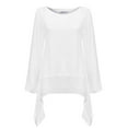 thumbnail image 4 of pxiakgy T-Shirts pour Femmes Mode Grande Taille Irrégulière Décontracté Lin Manches Longues Col Rond blouse T-Shirts Femmes Blanc + m, 4 of 9
