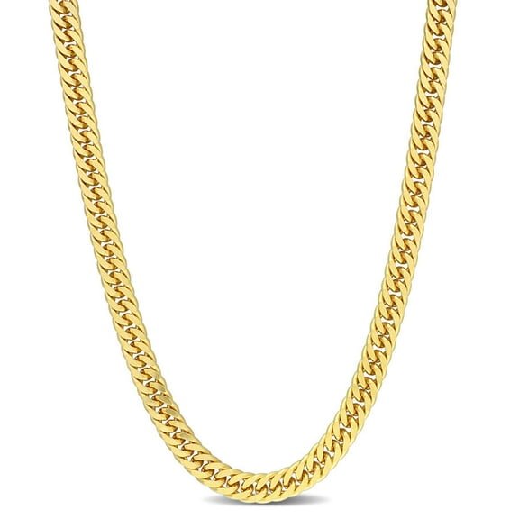 AMOUR 5.5mm Double Curb Link Chain Necklace In Yellow Plated Sterling Silver, 18 In