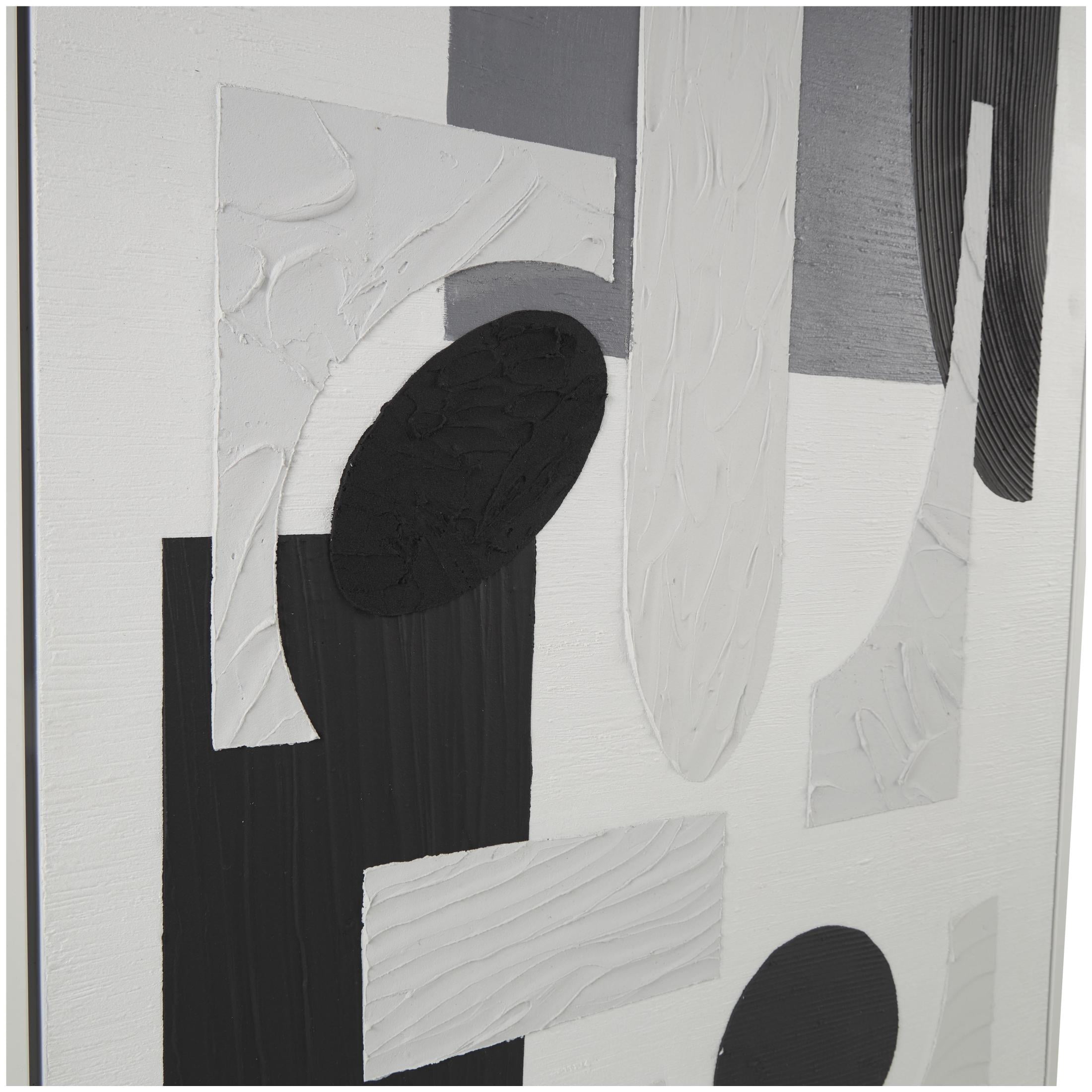 40" x 59" Textured Geometric Framed Wall Art with Various Shapes and Black Accents, by DecMode