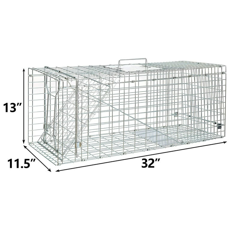 Live Animal Cage Trap,24 X 7 X 8In Animal Trap for Rabbits,Stray  Cats,Squirrels,Humane Cat Trap,Foldable Live Traps Cage with Handle for