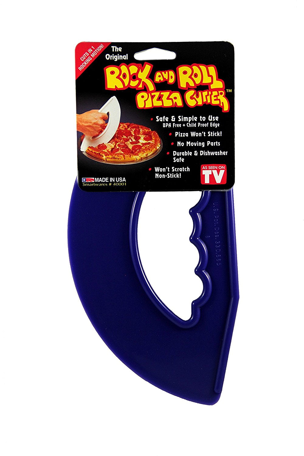 Rock and Roll Rocking Pizza Cutter, Cobalt Blue