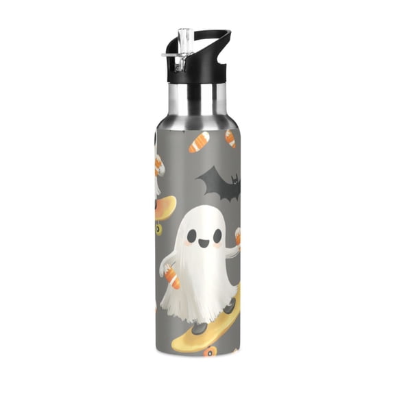 Yayeee 20oz Insulated Water Bottle Double Wall Stainless Steel with Flip Straw Lid, Cute Ghosts