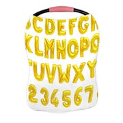 ECZJNT English alphabet numerals yellow Golden balloons Nursing Cover Baby Breastfeeding Infant Feeding Cover Baby Car Seat Cover