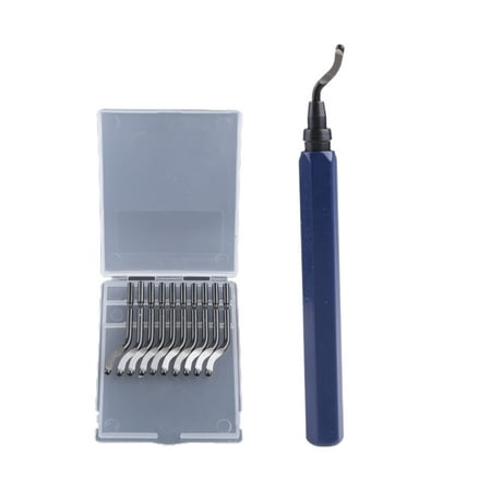 

HeroNeo Handle Burr Metal Deburring Remover Cutting Tool with 10pcs Rotary Deburr Blades Removing for Wooden Plastic