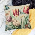thumbnail image 2 of Orinice Vintage Floral Dragonfly &amp; Butterfly Throw Pillow Covers   Double-Sided Print Flower Cushion Covers for Sofa, Couch, Garden Bench Rustic Tulip Decorative Pillowcases 18x18in, 2 of 5