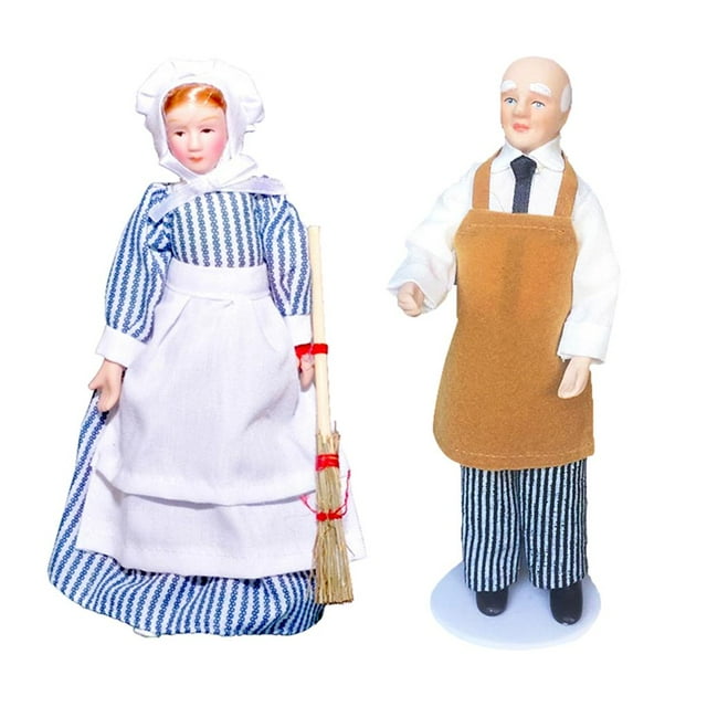 2 piezas de a 1:12 antigua, modelo de muñeca de , decoración, juguetes para Yotijar Muñecas de porcelana de casa de muñecas