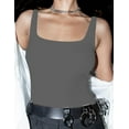 thumbnail image 2 of Women's Square Neck Sleeveless Bodysuit Double Lined Tops Thong Bodysuit, 2 of 3