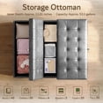 thumbnail image 2 of LAZZO Storage Ottoman, 35.5" Lift Top Tufted Leather Foot Stool with Hidden Storage for Living Room, Gray, 2 of 8
