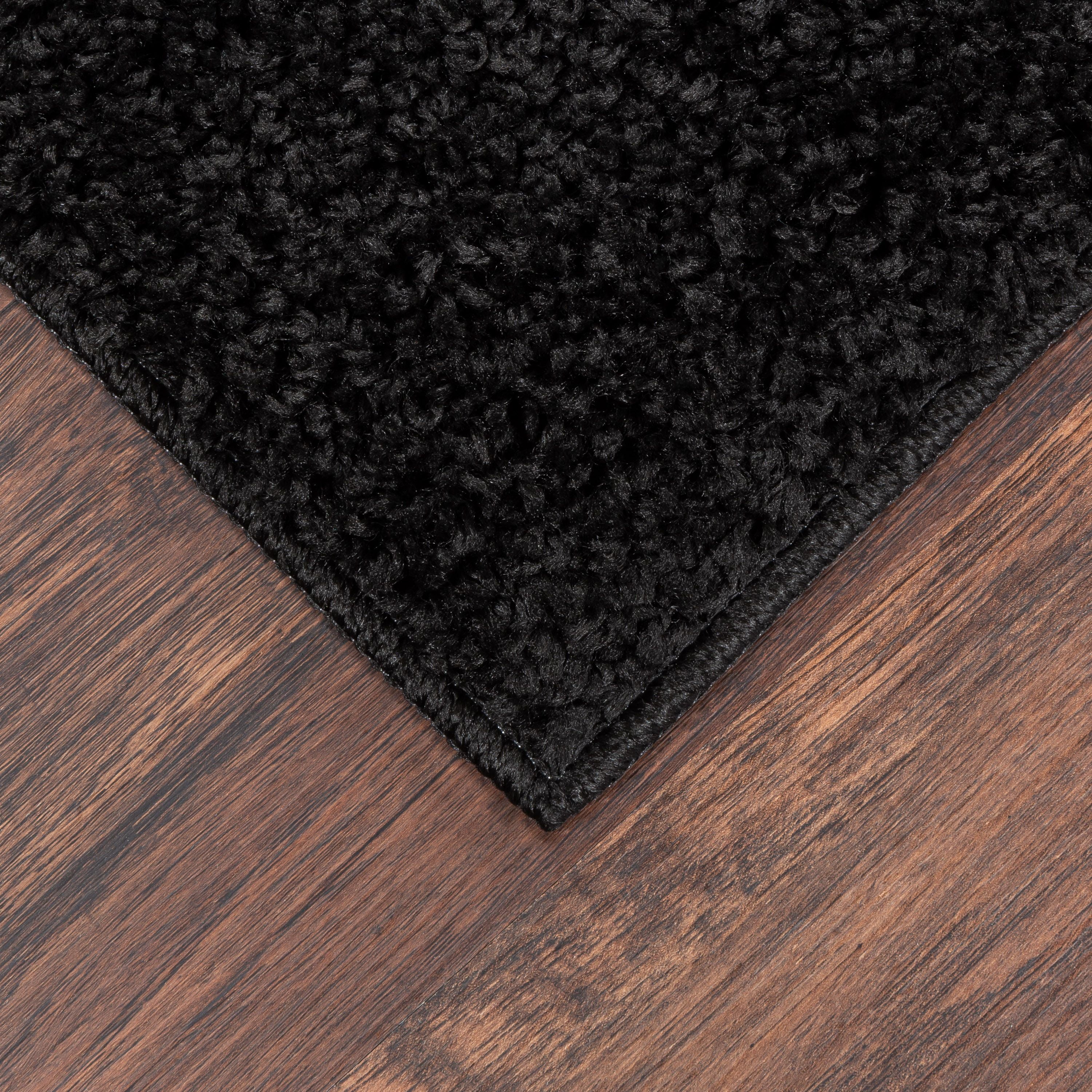 (2 pack) Mainstays Traditional Solid Black Shag Indoor Area Rug, 3' x 4'8"