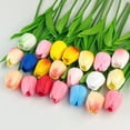 thumbnail image 5 of Nvzi Purple artificial tulips -12 pieces, 13 inches long - PU bouquet with realistic touch, realistic petal texture, flexible stem, perfect for home office wedding decoration, 5 of 5