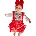 thumbnail image 2 of Gupgi 2Pcs Baby Girl Valentines Day Outfit Ruffle Sleeve Romper Top+Suspender Skirt Infant Clothes, 2 of 9