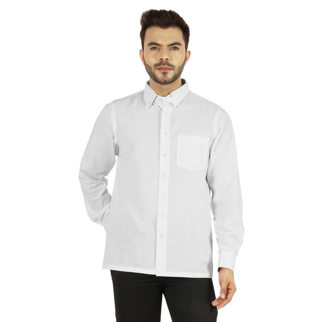 Bestman Solid Button Down Shirt For Men Long Sleeve With Patch Pocket Formal Business Wear