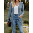 thumbnail image 2 of Diconna Women Fashion V-Neck Cardigan Solid Color Rib Long Sleeve Sweater Button-Down Fall Casual Soft Knit Coat, 2 of 7