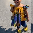 thumbnail image 2 of Coerni Girls African Clothes Kids Off Shoulder Shirt Summer Outfits Traditional Dashiki Ankara Toddler Girls Tees Tops, 2 of 9
