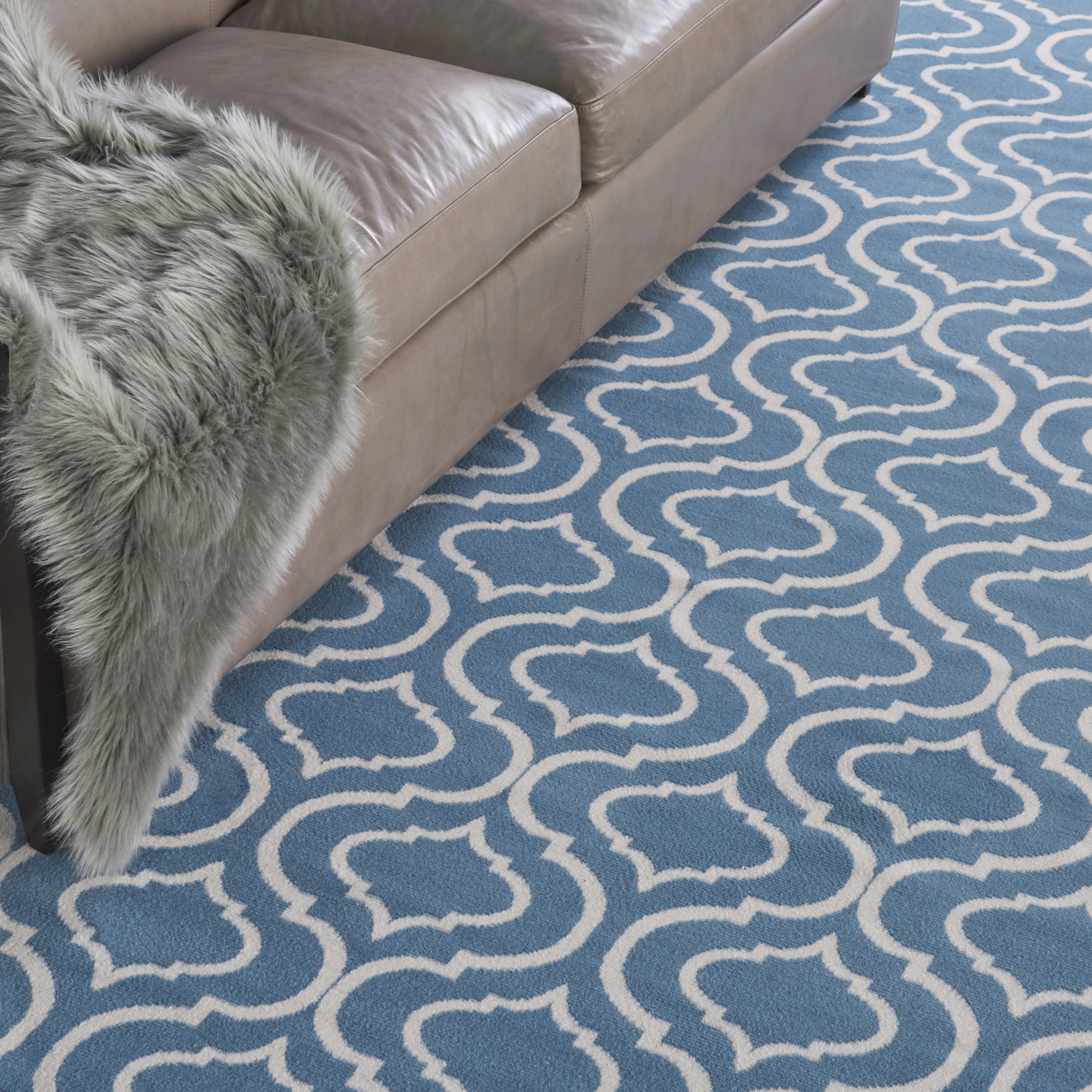 Nourison Jubilant Trellis Blue 8'6" x 12" Area Rug, (9x12)