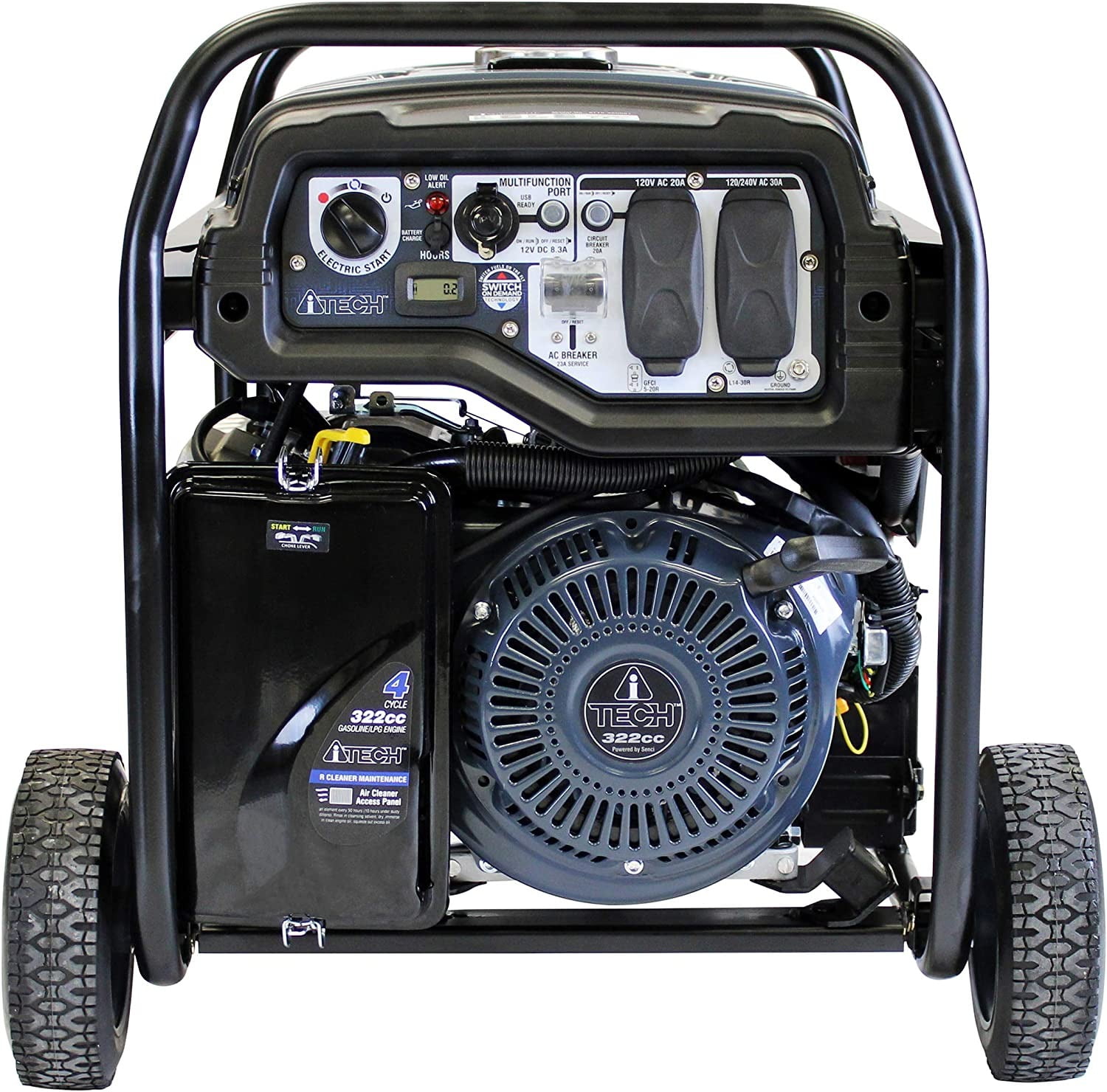 A-iTech 6000 Watt Portable Generator Gas & Propane Powered with Electric Start for Jobsite, RV, Home Backup Emergency (AT10-260001)