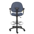 thumbnail image 4 of Boss Office Tabouret de Dessin à Roulettes en Tissu à Confort Profilé avec Accoudoirs, Bleu, 4 of 7
