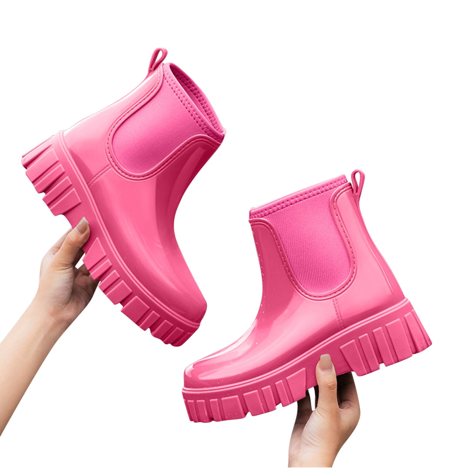 Wowcloth Women's Mid-Calf Rain Boots – Waterproof & Slip-Resistant Solid Color Design for Spring Summer Outdoor Wear, Japanese Style Casual Fashion