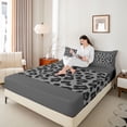 thumbnail image 4 of jejeloiu Leopard Cheetah Pattern Twin Sheet Sets,Chic Minimalist Aesthetic Twin Fitted Sheet,Gray Wildlife Print Flat Sheet For Kids,Luxury Bedroom Decor,3 Pieces, 4 of 7