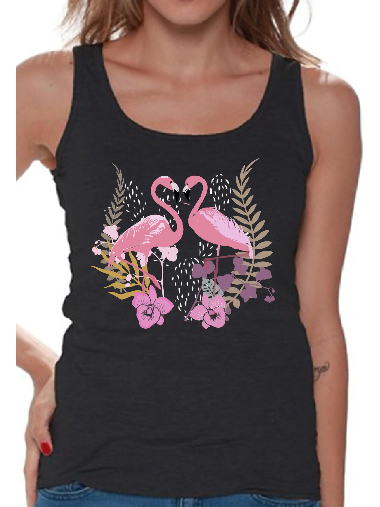 Awkward Styles - Awkward Styles Flamingo Love Tank Top T-Shirt for Her ...