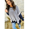 thumbnail image 5 of Women's Oversized Blue Stripe Color Block Dolman Tunic Sweater - [ZhiHiMeRi] | L, 5 of 11
