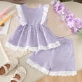 thumbnail image 4 of Xyant Toddler Baby Girl Summer Clothes Infant Sleeveless Tank Top Shirt Shorts Set Infant Striped Ruffles Outfits (Purple,18-24 Months), 4 of 5