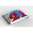 thumbnail image 2 of Ambesonne Blue White Pillow Sham 2 Pack, Abstract Balloons, 36"x20", Pale Green and Red, 2 of 3