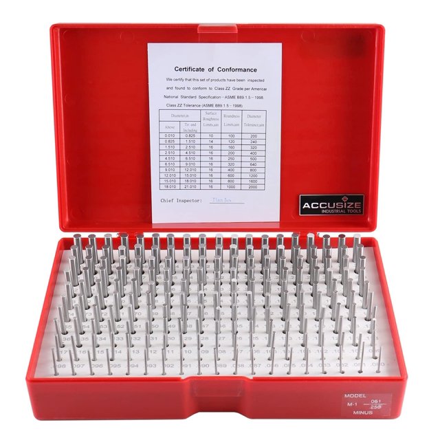 Juego de Calibres de Pasadores de Acero Accusize M1(-) 190 Piezas