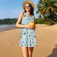 thumbnail image 3 of Picia Cartoon Doodle Puppy Print Women’s Sleeveless Midi Swing Dress – A-Line Pleated Tank Sundress, Comfortable and Flowy T-Shirt Dress, 3 of 7