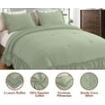 thumbnail image 4 of D.N.G. BEDDINGS 5 Piece Luxury 5 Inch Two Layer Ruffle Comforter Set Premium Super Soft, 800 TC, 100% Egyptian Cotton, Super Soft, Super King Size Light Sage Color, 4 of 7
