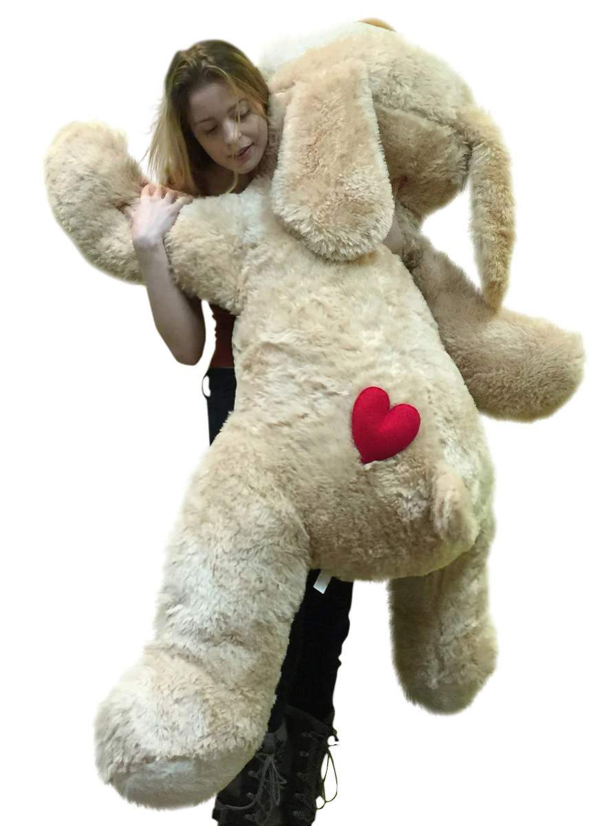 Valentine's Day Giant Stuffed Dog 5 Foot Big Plush Puppy Soft 60 Inches,  Red Heart on Butt to Express Love 