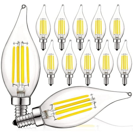 

Luxrite 5W E12 Vintage Candelabra LED Dimmable Light Bulbs 60W Equivalent 4000K Cool White 550 Lumens Flame Tip 12-Pack