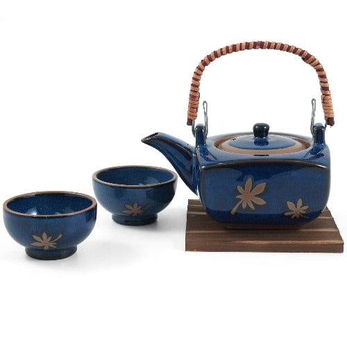 Blue Small 5PC Marbled Finish Clay Chinese Tea Set Teaset