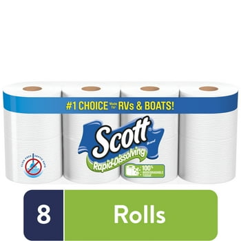 Scott Rapid-Dissolving Toilet Paper, 8 Regular Rolls