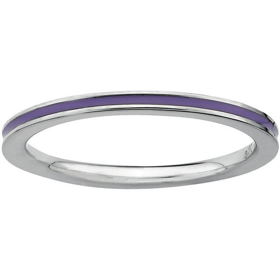 Stackable Expressions Sterling Silver Purple Enameled 1.5mm Ring