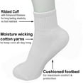 6 Pairs Women's Cotton Solid White Athletic Cushioned Ankle Quarter