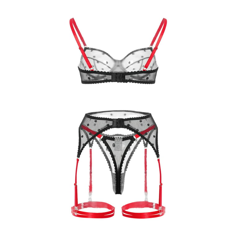 XZHGS Black Lingerie 1 Piece Set Womens underwear Set Lace Bra and