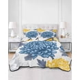 thumbnail image 3 of Blue Yellow Floral Spring Full Size Down Alternative Comforter, Lightweight Comforter Quilt Bedding Set with Pillow Shams Elegant Botanical Summer All Seasons Bed Comforter Duvet Insert 78"x90", 3 of 7