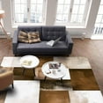 thumbnail image 4 of Brown Geometric Area Rugs Indoor Non-Slip Washable Rug 3x4ft Small, Abstract Plaid Modern Brown White Color Block Rubber Backing Floor Mats Contemporary Home Decor Carpet for Entryway Living Room, 4 of 7