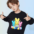 thumbnail image 2 of Little Boy Colorful Easter Bunnies Crewneck Sweatshirt - 100% Cotton Long Sleeve Pullover for Easter and Casual Wear, 2 of 6