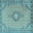 thumbnail image 1 of Ahgly Company Indoor Square Medallion Light Blue Traditional Area Rugs, 6' Square, 1 of 4