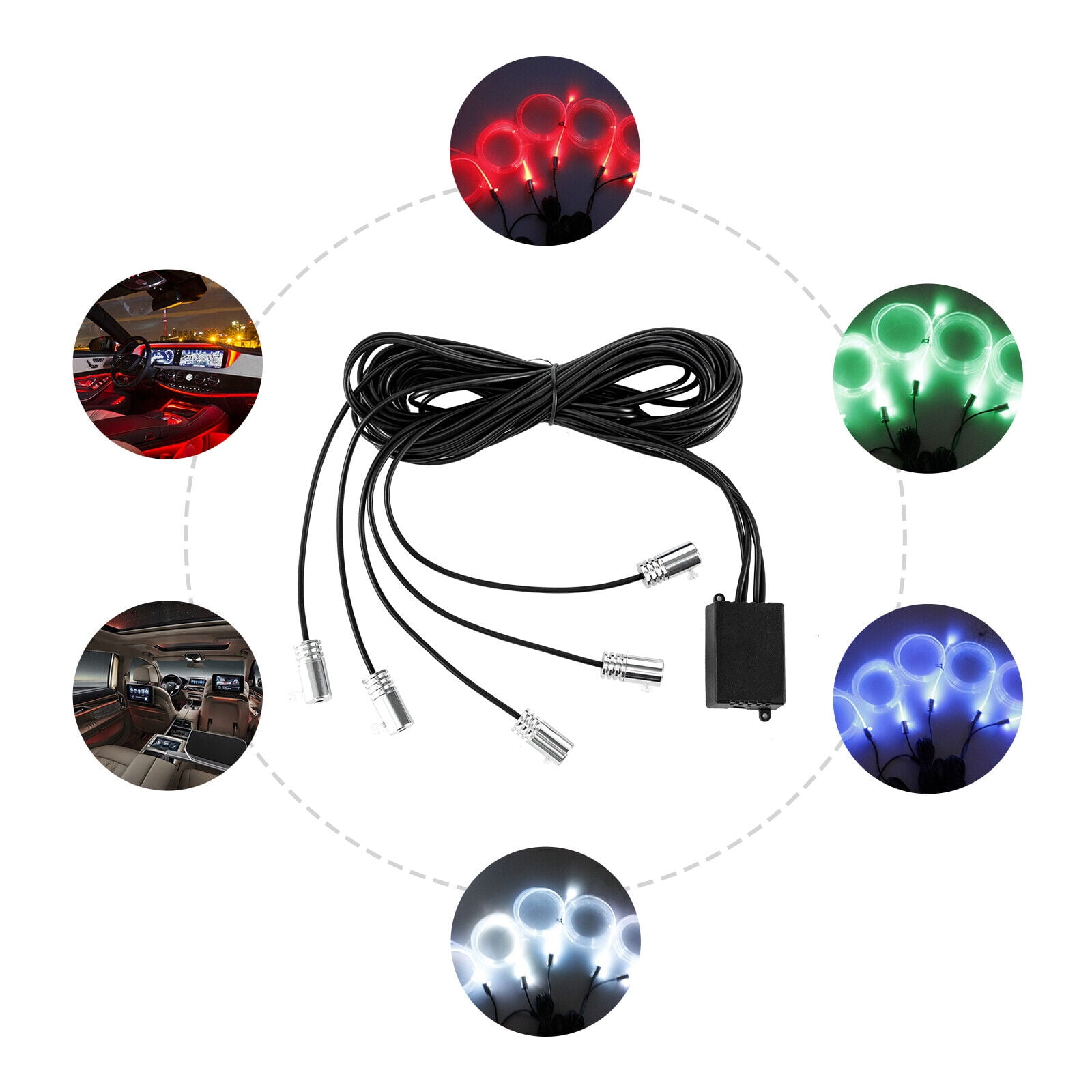 5 in 1 Car Ambient Lighting Kit RGB LED Ambient Lights Strip Neon Light