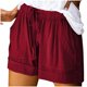 thumbnail image 1 of Pantalones cortos cómodos con cordón y cintura elástica para mujer - Pantalones holgados de color liso con bolsillos - Ropa informal de verano de poliéster, 1 of 8