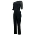 thumbnail image 6 of Women Casual Short Sleeve Sequin Spliting Romper Jumpsuit Long Straight Pants Women Pantsuit Womens Jumpsuit for Wedding Guest Eyelet Jumpsuit Wedding Attire for Women Guest Soft Overalls for Women, 6 of 7