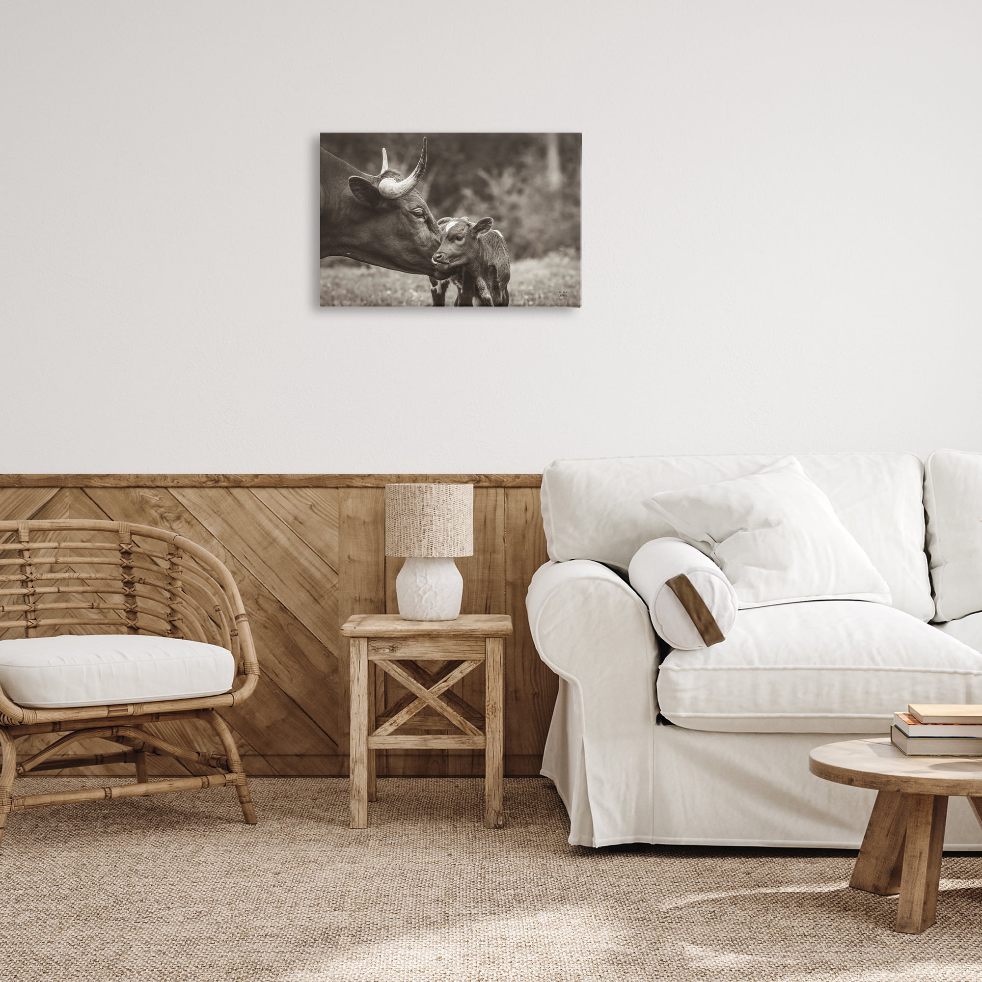 Stupell Industries Longhorn Kiss Photography Animals Photography Wrapped Canvas Art Print Wall Art, 24 x 16