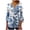 Blue#01, variant on JTZGDY Fall 3/4 Flared Sleeve Tops for Women Lightweight Casual Floral Printed Half Button V Neck Henley Shirts Loose Flowy Cozy Ruched Pleated Tunic Blouse